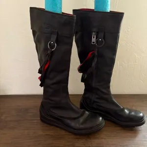 Y-3 Drop Strap Long Black Boot adidas UK 7.5D US Men Sz8 Red &amp; Black Straps