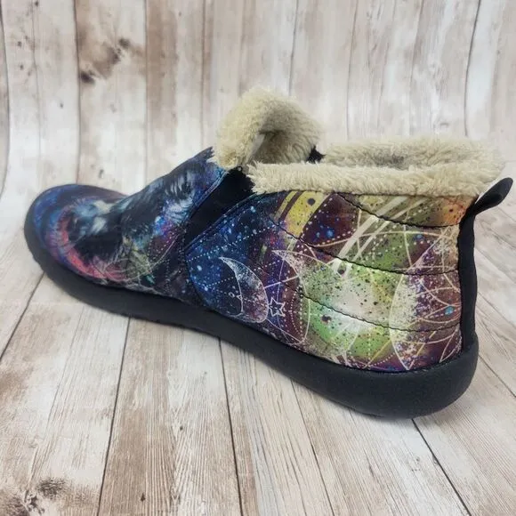 Yes We Vibe Wolf Dream Catcher Galaxy Blue Purple Celestial Soft Ankle Boots 12