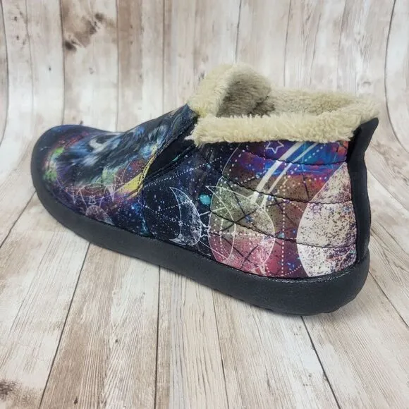 Yes We Vibe Wolf Dream Catcher Galaxy Blue Purple Celestial Soft Ankle Boots 12