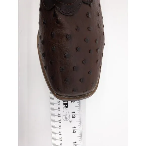 YOUTHJUNE Blue &amp; Brown  Embroidered Ostrich Look Saddle Cowboy Boots Women's 10