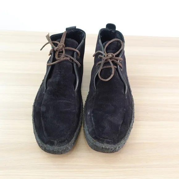 Z ZEGNA Boots Men 8 Leather Suede Black Chukka Ankle Lace Up Lace ITALY $1,100