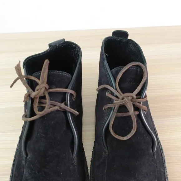 Z ZEGNA Boots Men 8 Leather Suede Black Chukka Ankle Lace Up Lace ITALY $1,100