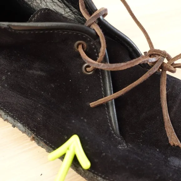 Z ZEGNA Boots Men 8 Leather Suede Black Chukka Ankle Lace Up Lace ITALY $1,100