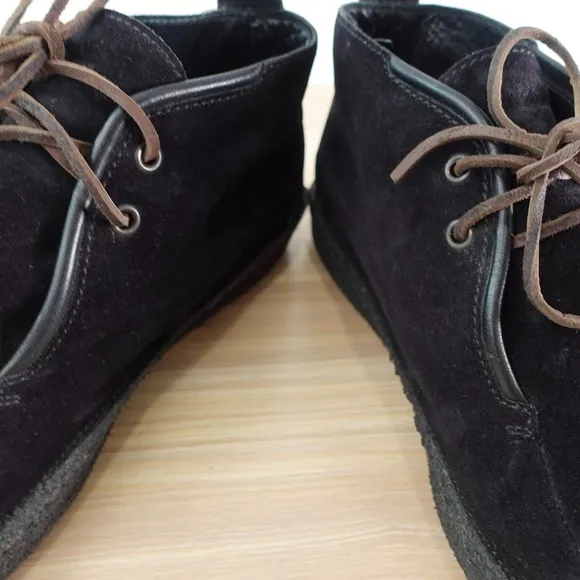 Z ZEGNA Boots Men 8 Leather Suede Black Chukka Ankle Lace Up Lace ITALY $1,100