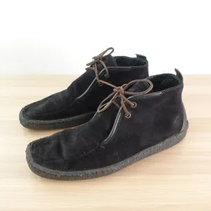 Z ZEGNA Boots Men 8 Leather Suede Black Chukka Ankle Lace Up Lace ITALY $1,100