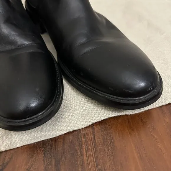 ZANZARA Chelsea Boots Black Leather Pull On Stretch Ankle Booties