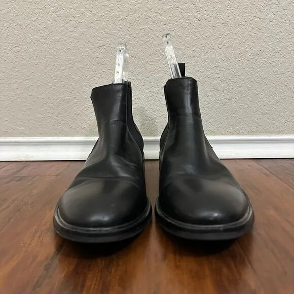 ZANZARA Chelsea Boots Black Leather Pull On Stretch Ankle Booties