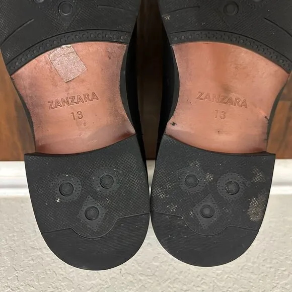 ZANZARA Chelsea Boots Black Leather Pull On Stretch Ankle Booties