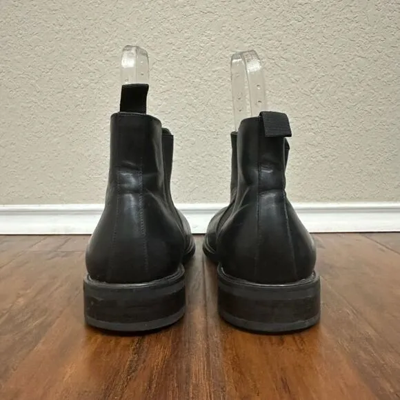 ZANZARA Chelsea Boots Black Leather Pull On Stretch Ankle Booties