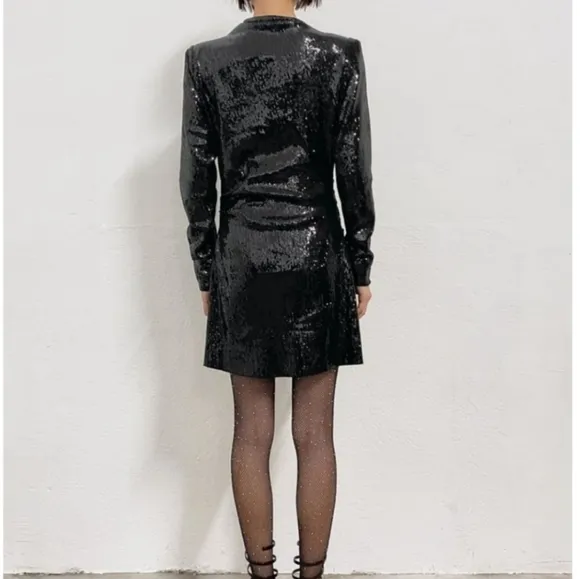 Zara * draped  sequin dress black size M