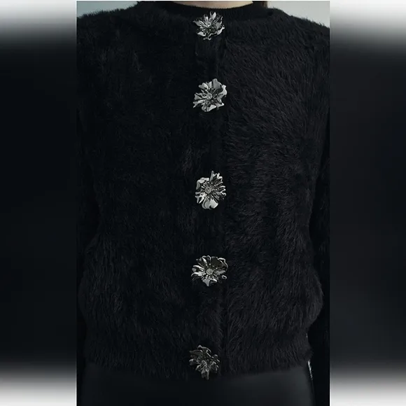 ZARA FAUX FUR KNIT JACKET Size L