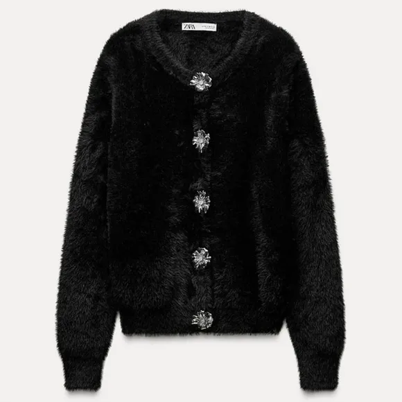ZARA FAUX FUR KNIT JACKET Size L