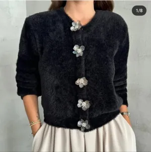 ZARA FAUX FUR KNIT JACKET Size L