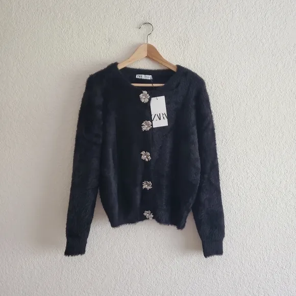 ZARA FAUX FUR KNIT JACKET Size L