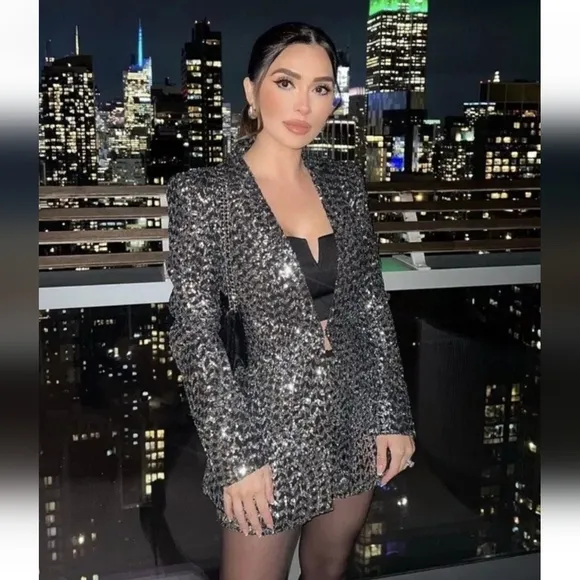 ZARA Matching Set 2pc Sequin Blazer &amp; Shorts