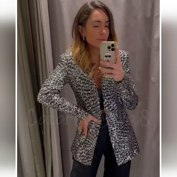 ZARA Matching Set 2pc Sequin Blazer &amp; Shorts