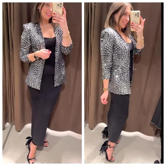 ZARA Matching Set 2pc Sequin Blazer &amp; Shorts