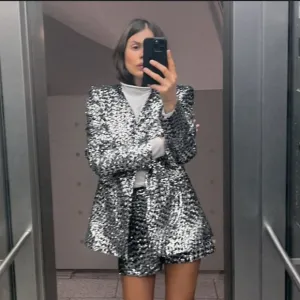 ZARA Matching Set 2pc Sequin Blazer &amp; Shorts