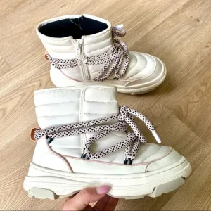 ZARA Off White &amp; Pink Chunky Puffer Winter Boots | Insulated | Women’s Size 5