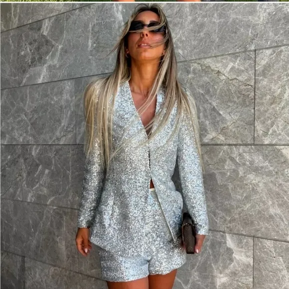 ZARA SEQUINED BLAZER size L and XS