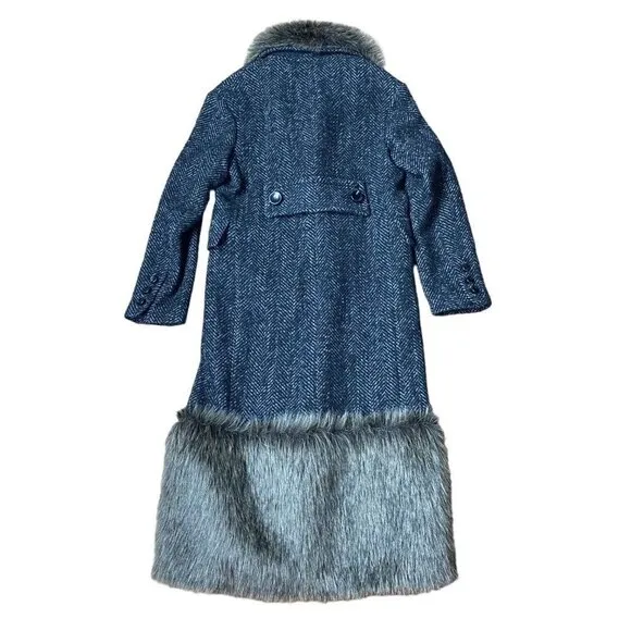 ZARA Studio Collection '21 Limited Edition Coat Faux Fur Herringbone Combination