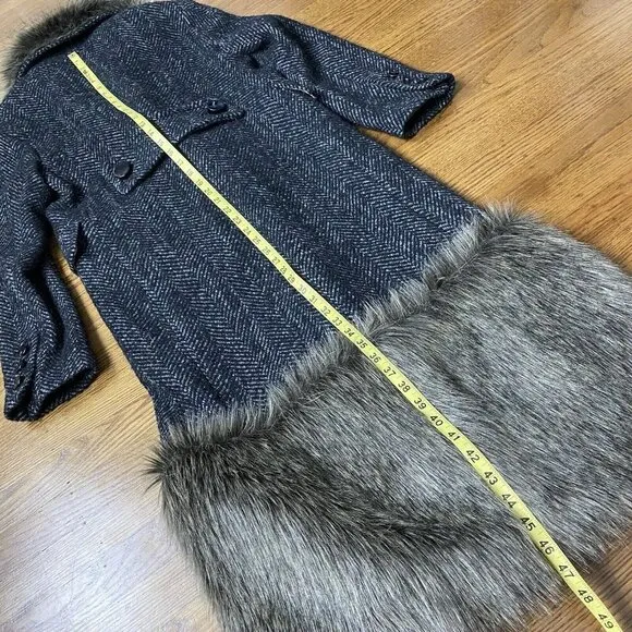 ZARA Studio Collection '21 Limited Edition Coat Faux Fur Herringbone Combination