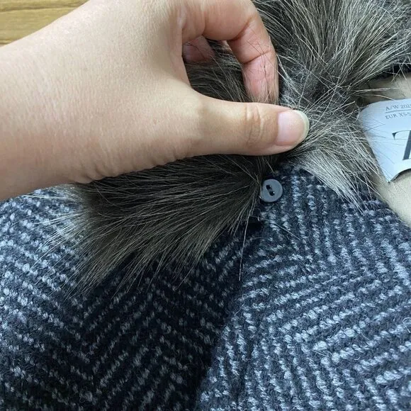 ZARA Studio Collection '21 Limited Edition Coat Faux Fur Herringbone Combination