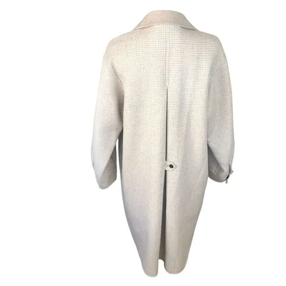 Zara Women Wool Blend Ivory Tan Oversize Button Front Jacket Coat w/Pockets XS