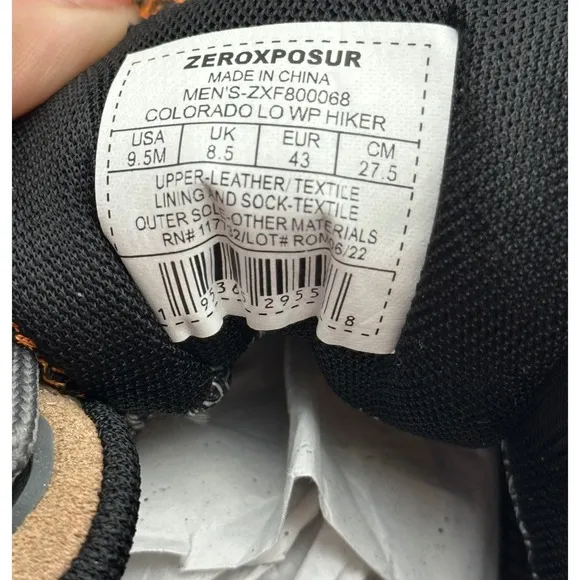 Zeroxposur Mens Colorado Leather Hiking Waterproof Shoes Size 9.5
