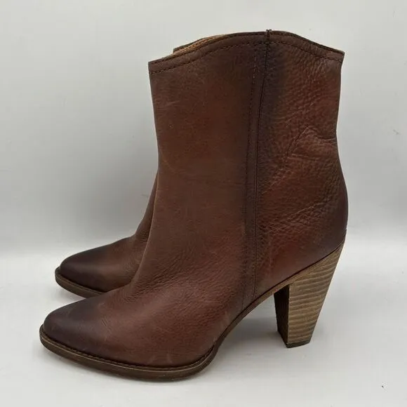 Zodiac Darrah Western Boots Sz 9 Cowboy Cognac Leather Booties Heel