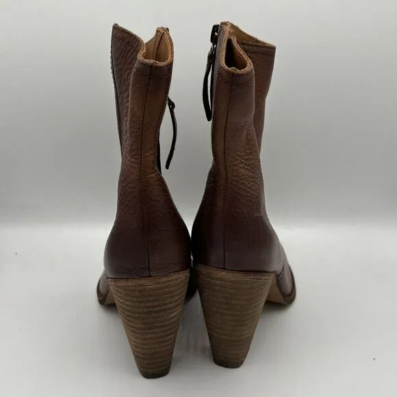 Zodiac Darrah Western Boots Sz 9 Cowboy Cognac Leather Booties Heel